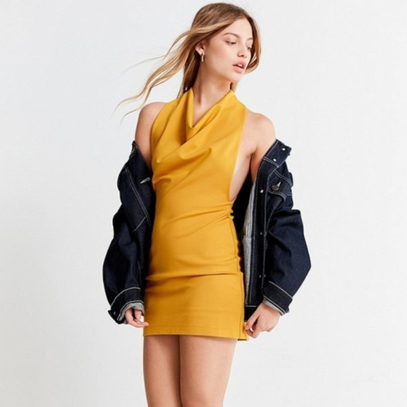 yellow mini bodycon dress